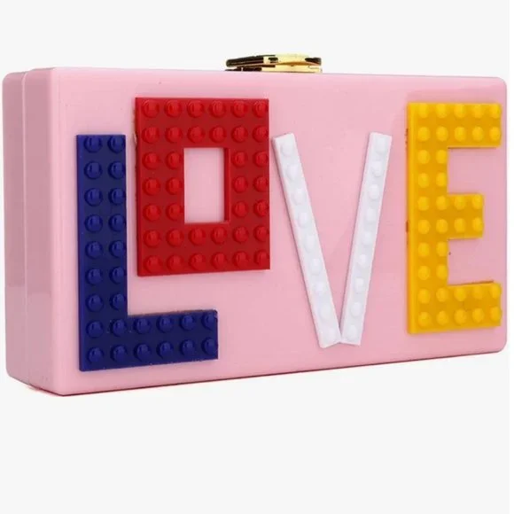 Love Lego pink acrylic clutch purse new - Picture 3 of 6